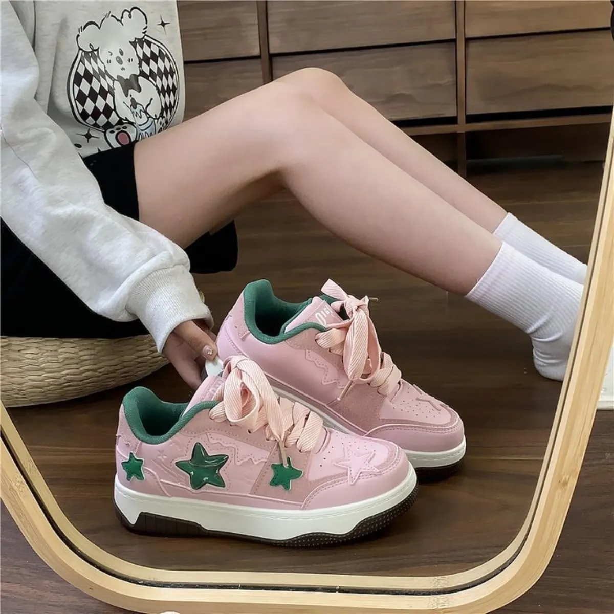 Dopamine Chunky Star Shoes Women Y2K Colorful Platform Tennis Sneakers Spring Fashion Casual Streetwear for Girls Students