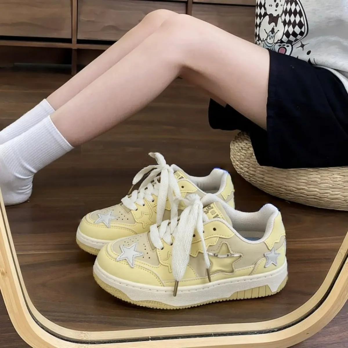 Dopamine Chunky Star Sneakers Women Y2K Colorful Platform Tennis Shoes Spring Fashion Casual Streetwear for Girls Students