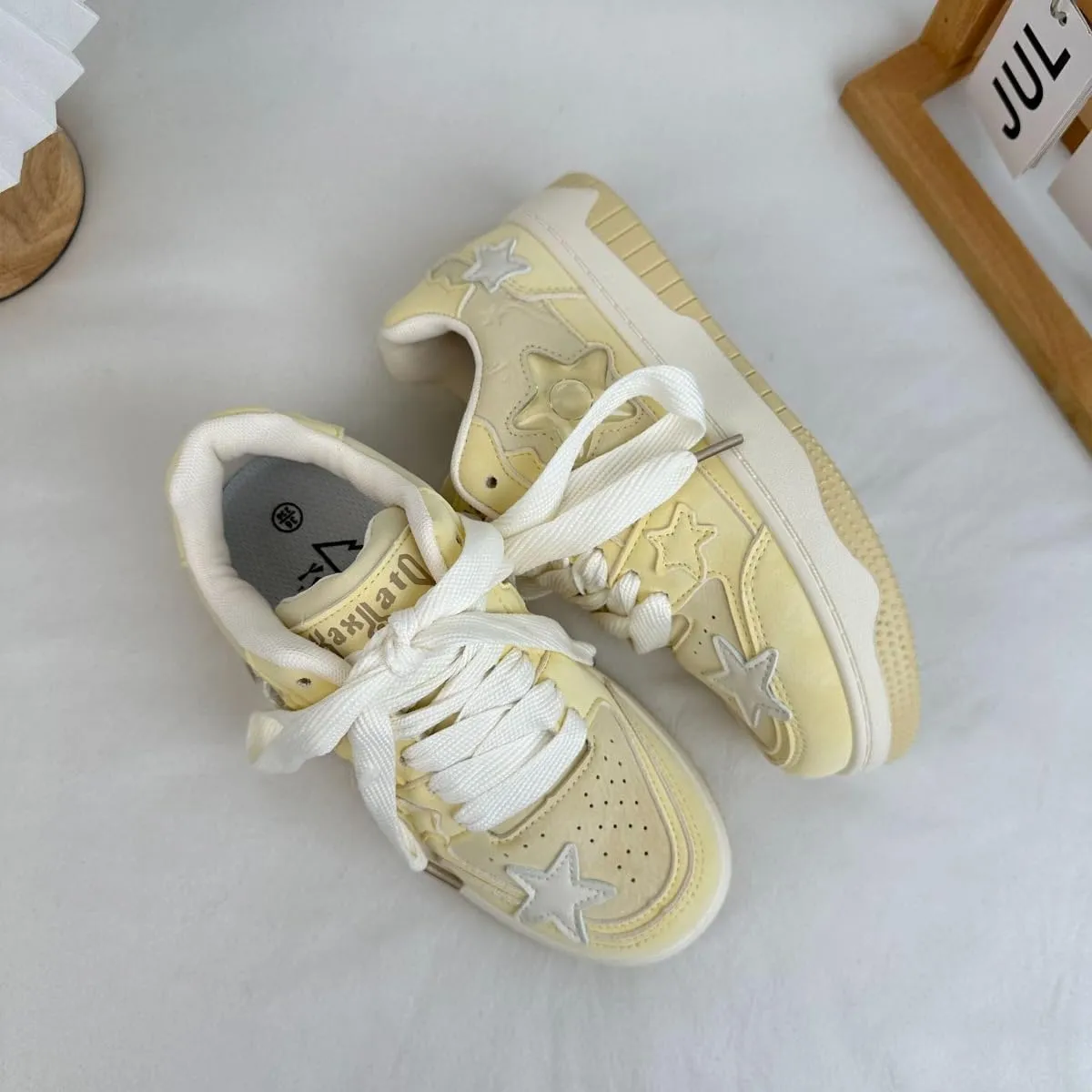 Dopamine Chunky Star Sneakers Women Y2K Colorful Platform Tennis Shoes Spring Fashion Casual Streetwear for Girls Students