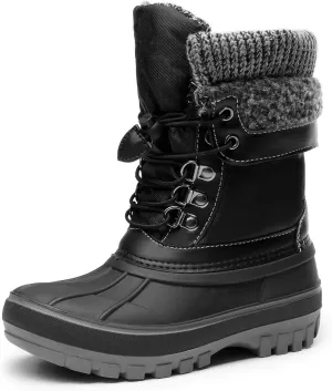 DREAM PAIRS Boys Girls Snow Boots Water-Resistant Outdoor Warm Cozy Anti-Slip Mid Calf Faux Fur Lining Insulated Winter Shoes for Little/Big Kids