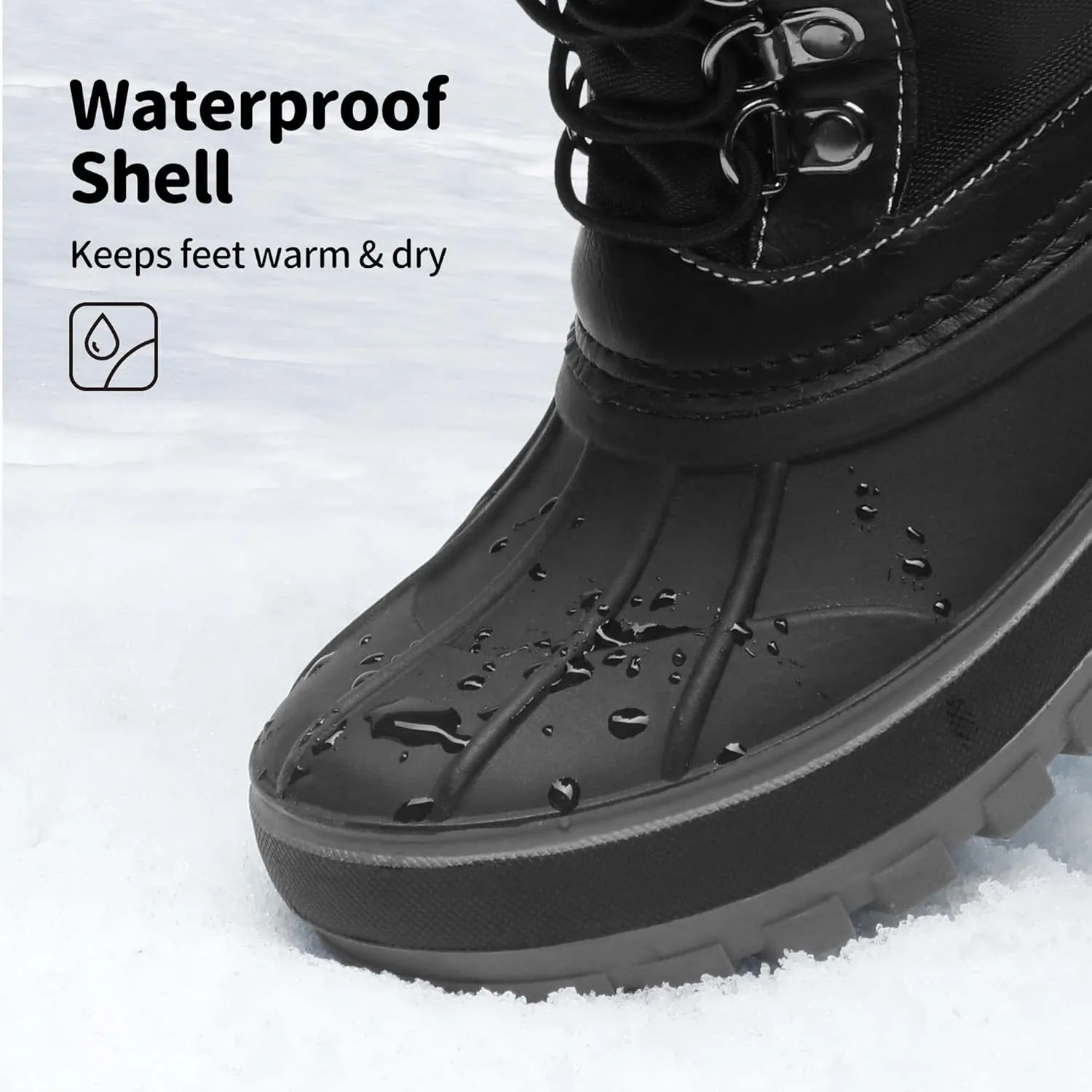 DREAM PAIRS Boys Girls Snow Boots Water-Resistant Outdoor Warm Cozy Anti-Slip Mid Calf Faux Fur Lining Insulated Winter Shoes for Little/Big Kids