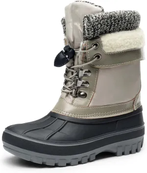 DREAM PAIRS Boys Girls Snow Boots Water-Resistant Outdoor Warm Cozy Anti-Slip Mid Calf Faux Fur Lining Insulated Winter Shoes for Little/Big Kids