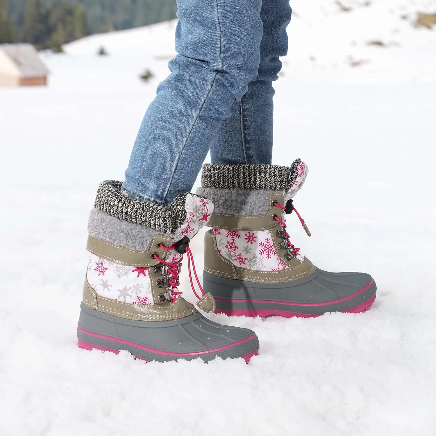 DREAM PAIRS Boys Girls Snow Boots Water-Resistant Outdoor Warm Cozy Anti-Slip Mid Calf Faux Fur Lining Insulated Winter Shoes for Little/Big Kids