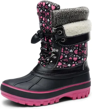 DREAM PAIRS Boys Girls Snow Boots Water-Resistant Outdoor Warm Cozy Anti-Slip Mid Calf Faux Fur Lining Insulated Winter Shoes for Little/Big Kids