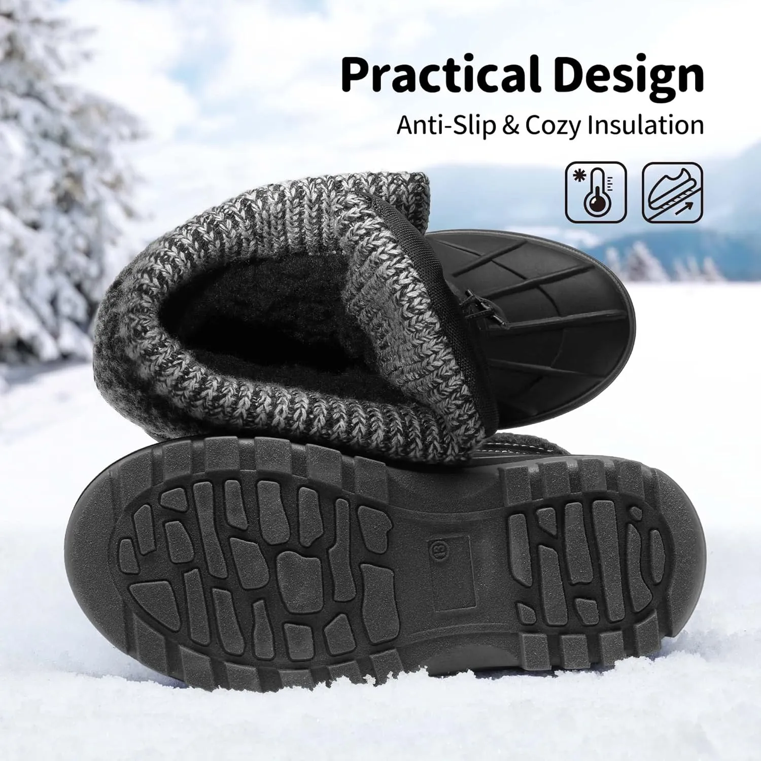 DREAM PAIRS Boys Girls Snow Boots Water-Resistant Outdoor Warm Cozy Anti-Slip Mid Calf Faux Fur Lining Insulated Winter Shoes for Little/Big Kids