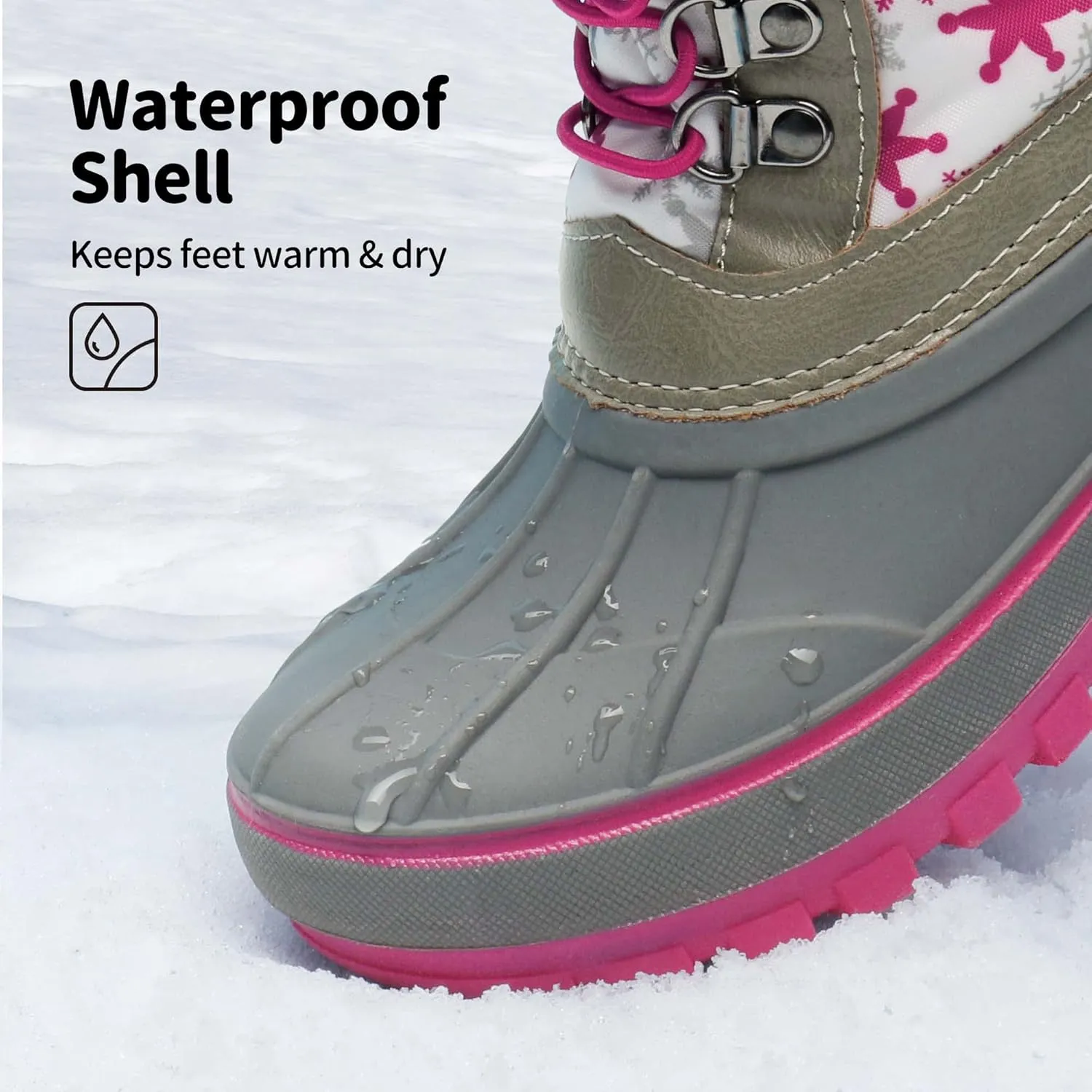 DREAM PAIRS Boys Girls Snow Boots Water-Resistant Outdoor Warm Cozy Anti-Slip Mid Calf Faux Fur Lining Insulated Winter Shoes for Little/Big Kids