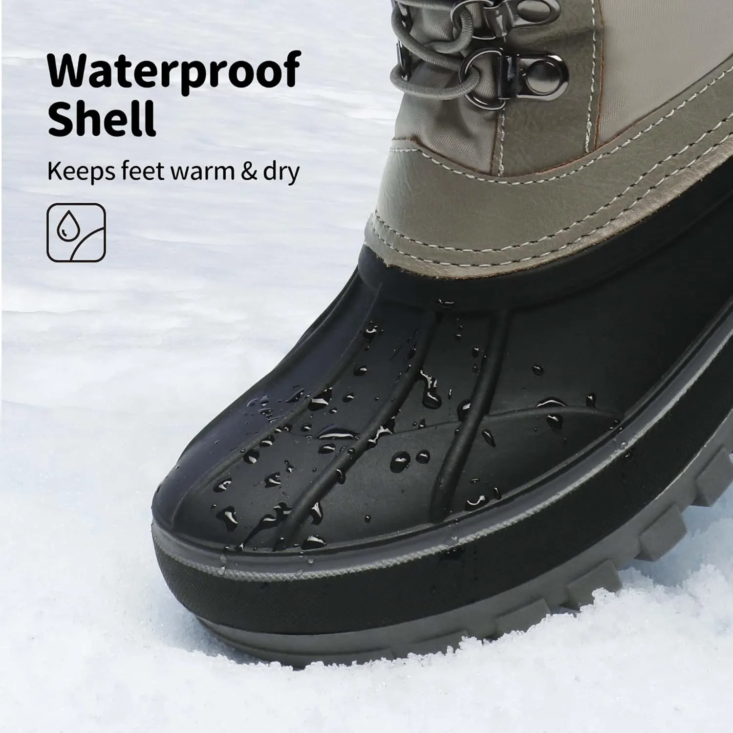 DREAM PAIRS Boys Girls Snow Boots Water-Resistant Outdoor Warm Cozy Anti-Slip Mid Calf Faux Fur Lining Insulated Winter Shoes for Little/Big Kids