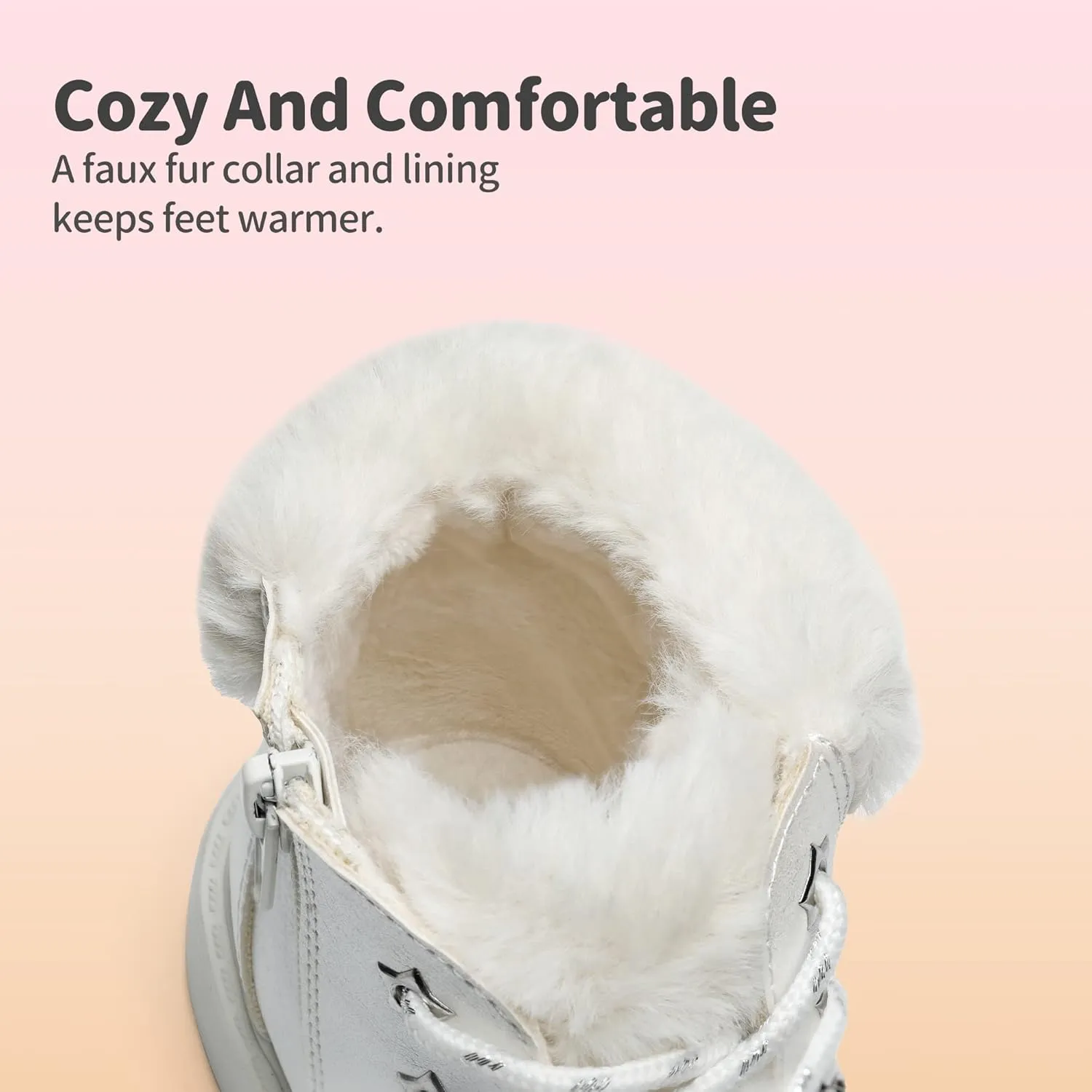 DREAM PAIRS Girls Kids Side Zipper Lace up Faux Fur Ankle Boots