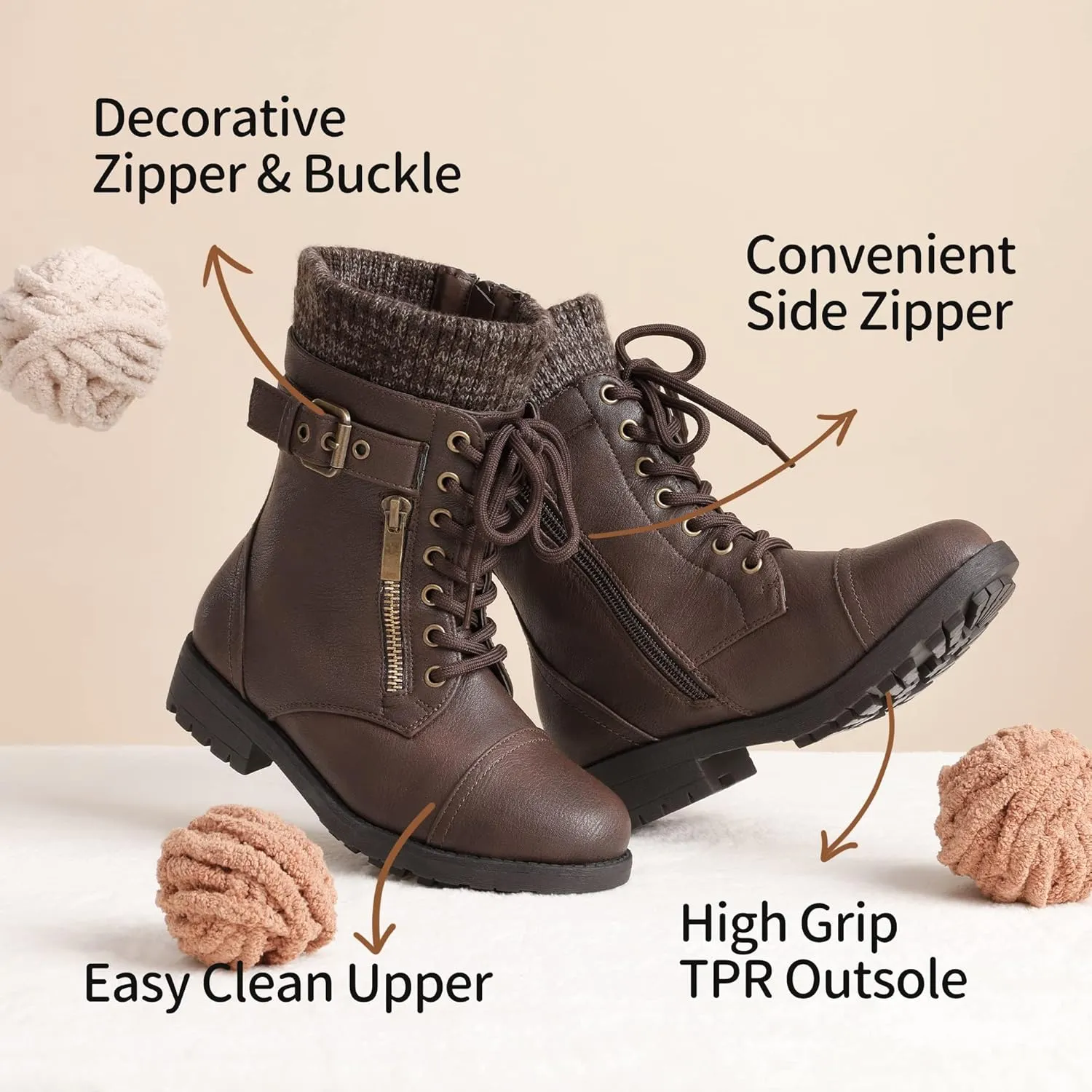 DREAM PAIRS Girl's Mid Calf Combat Ankle Lace up Boots
