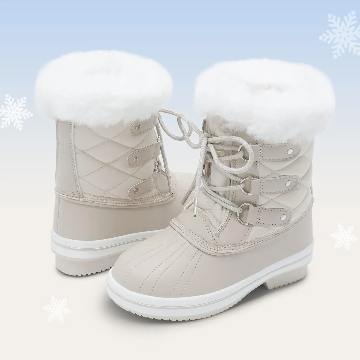DREAM PAIRS Girls Mid-Calf Winter Snow Boots for Little Kids/Big Kids