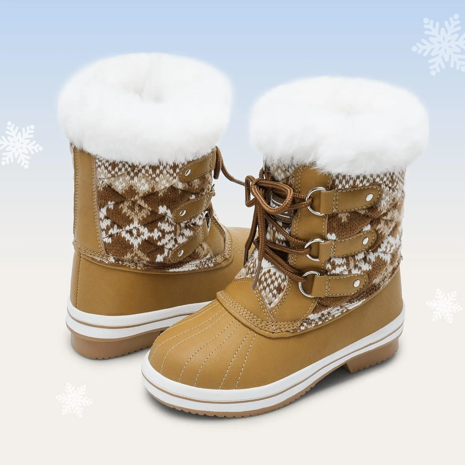 DREAM PAIRS Girls Mid-Calf Winter Snow Boots for Little Kids/Big Kids