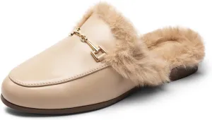 DREAM PAIRS Mules for Women Flats Comfortable Buckle Mules Slip on Slides Backless Loafers Shoes