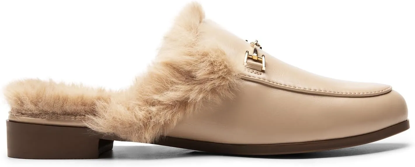 DREAM PAIRS Mules for Women Flats Comfortable Buckle Mules Slip on Slides Backless Loafers Shoes