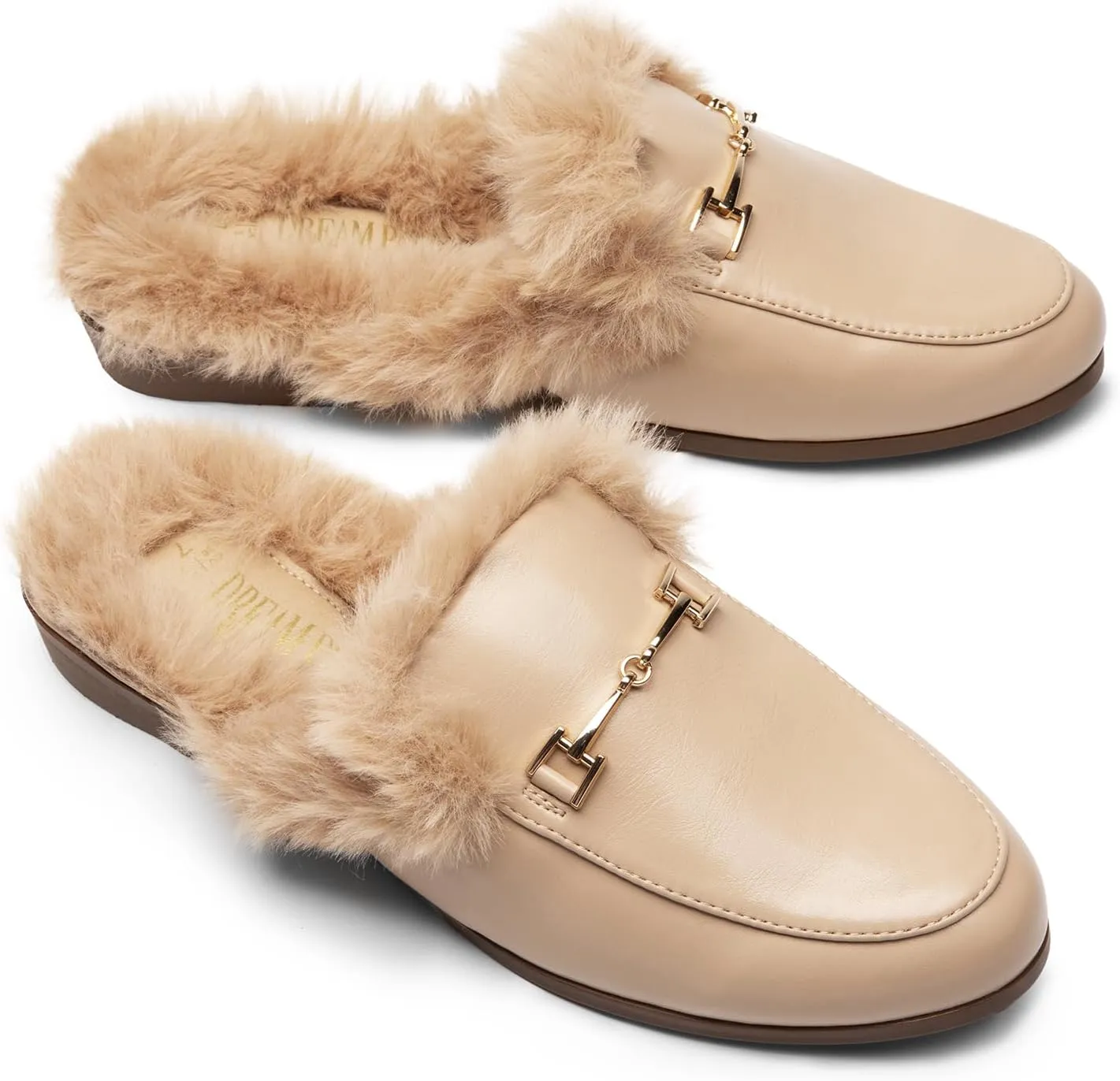 DREAM PAIRS Mules for Women Flats Comfortable Buckle Mules Slip on Slides Backless Loafers Shoes