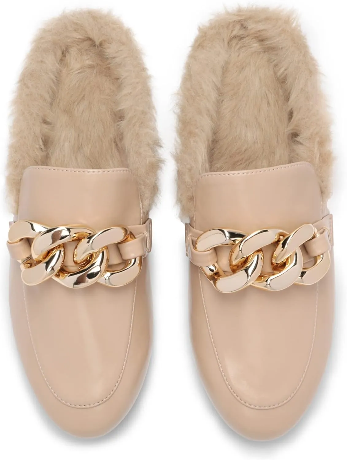 DREAM PAIRS Mules for Women Flats Shoes Comfortable Slip on Closed Toe Slides Loafers with Chain Backless Women’s Mules