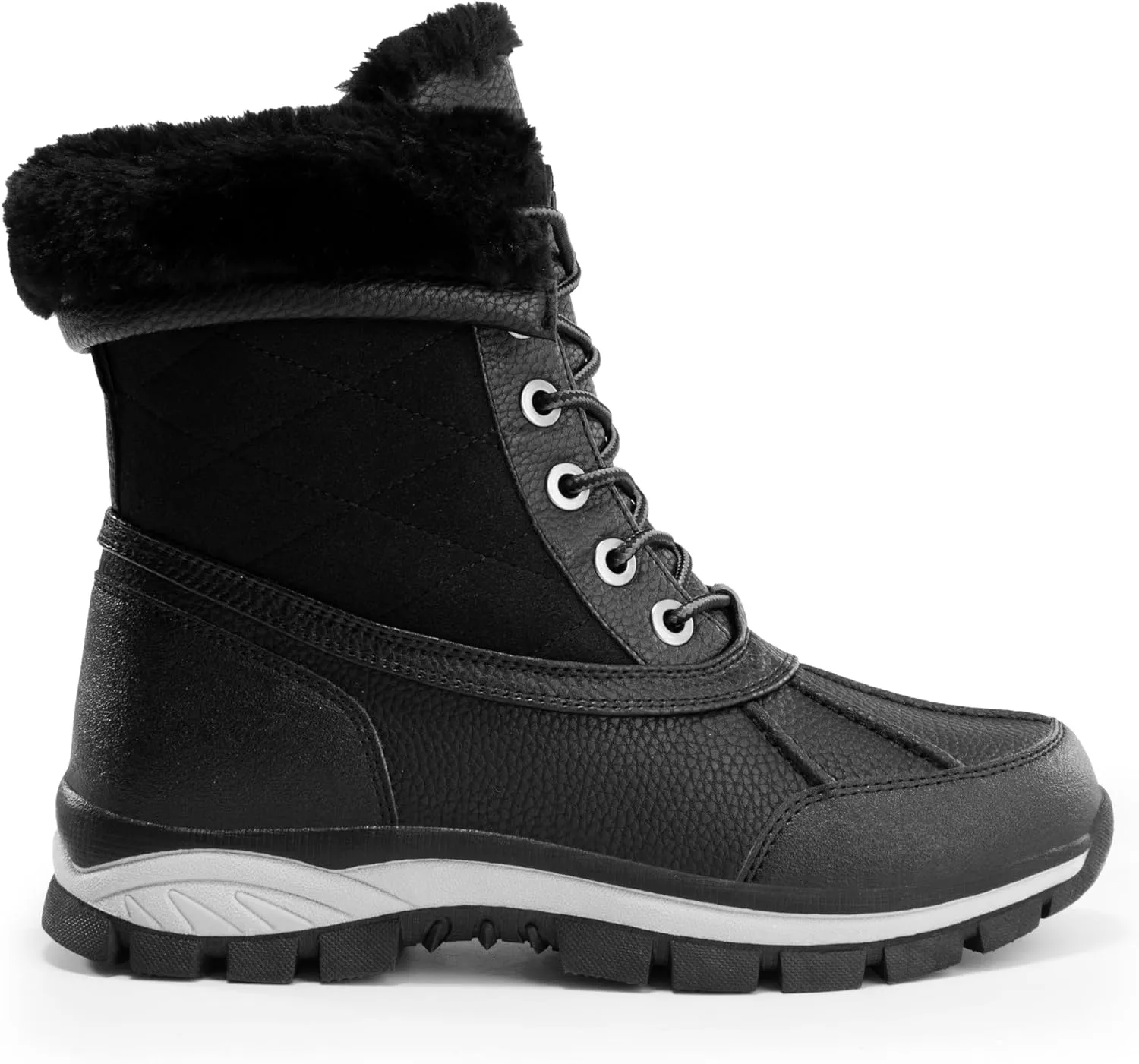 DREAM PAIRS Snow Boots for Women Waterproof Mid Calf Lace Up Duck Boots Warm Faux Fur FuzzyGo Bold Winter Boots for Outdoor