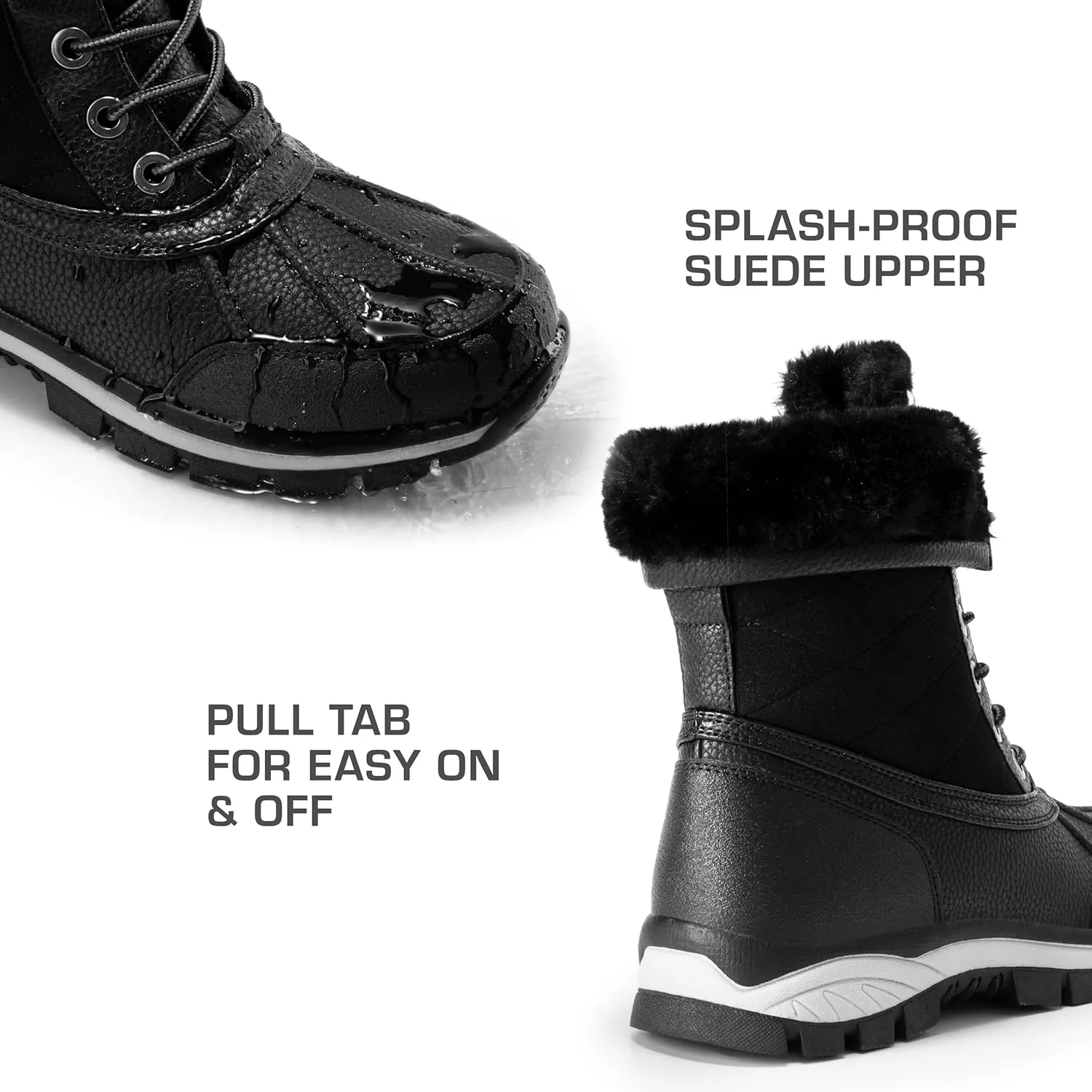 DREAM PAIRS Snow Boots for Women Waterproof Mid Calf Lace Up Duck Boots Warm Faux Fur FuzzyGo Bold Winter Boots for Outdoor