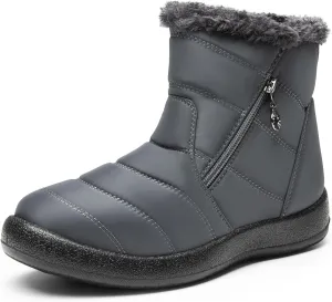 DREAM PAIRS Winter Boots for Women Warm Fur Lined with Zipper Flat Ankle Boots Comfortable Lightweight Outdoor Indoor Booties