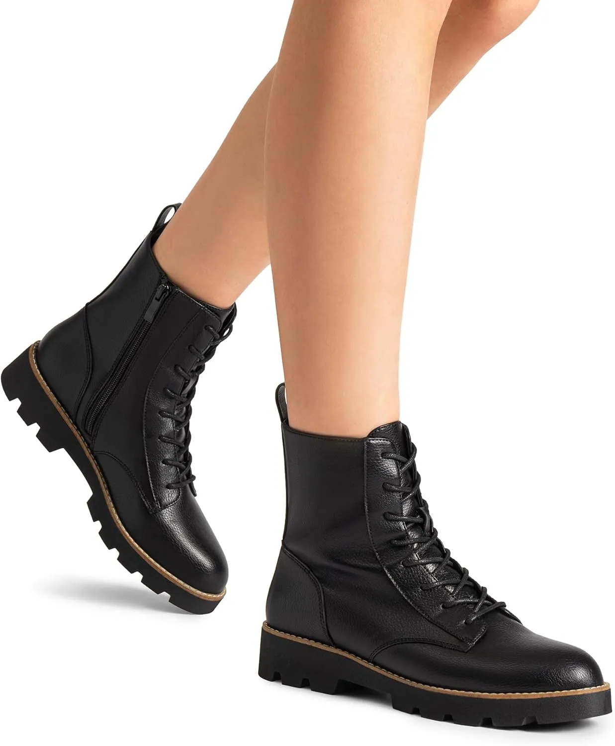 DREAM PAIRS Women's Combat Ankle Boots Lace up Lug Sole Fashion Booties Shoes