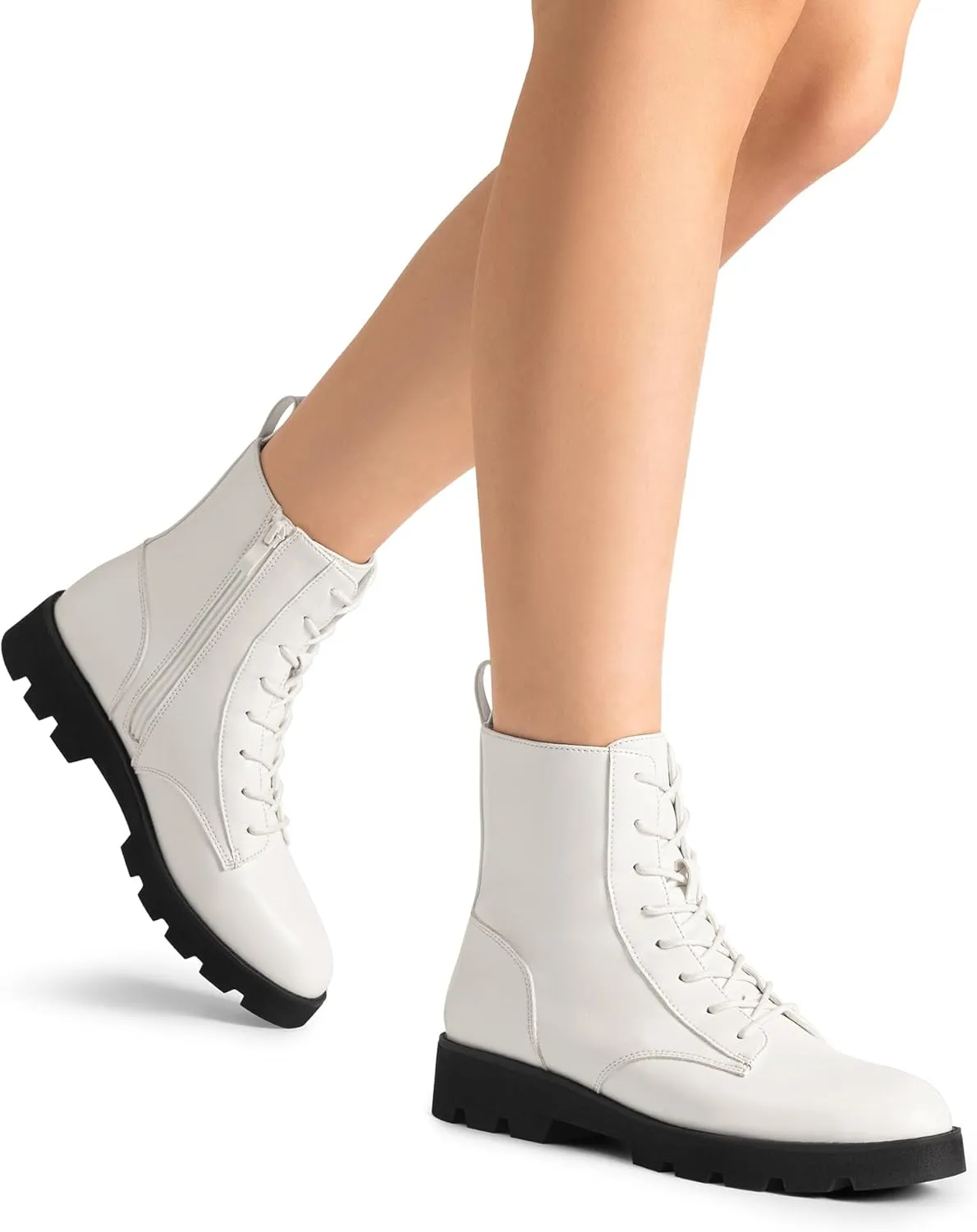 DREAM PAIRS Women's Combat Ankle Boots Lace up Lug Sole Fashion Booties Shoes