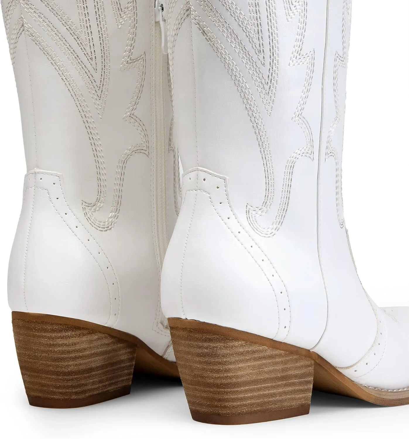 DREAM PAIRS Womens Cowboy Knee High Boots Comfortable Pull On Side Zipper Chunky Heel Embroidered Western Cowgirl Boots Retro Tall Boot