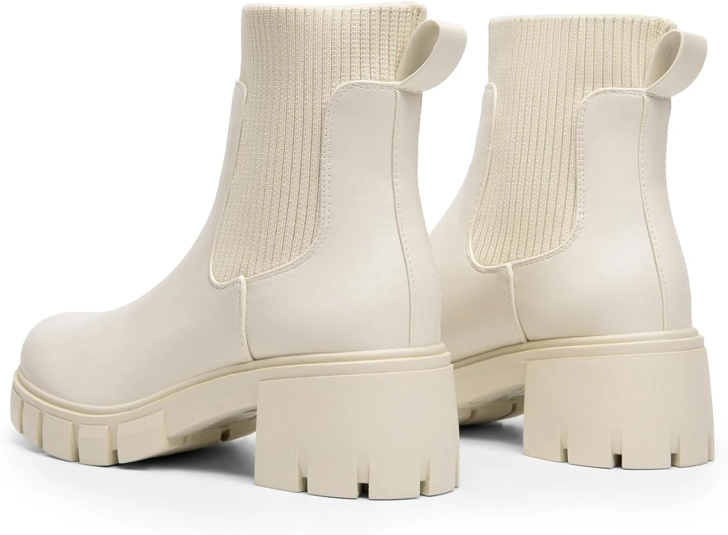 DREAM PAIRS Women's Elastic Chelsea Ankle Boots Fashion Low Chunky Heel Platform Lug Sole Short Booties Shoes