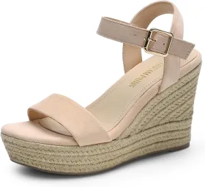 DREAM PAIRS Women's Platform Wedges Sandals, Comfortable Open Toe Espadrilles Sandals Dressy Buckle Ankle Strap Summer Shoes