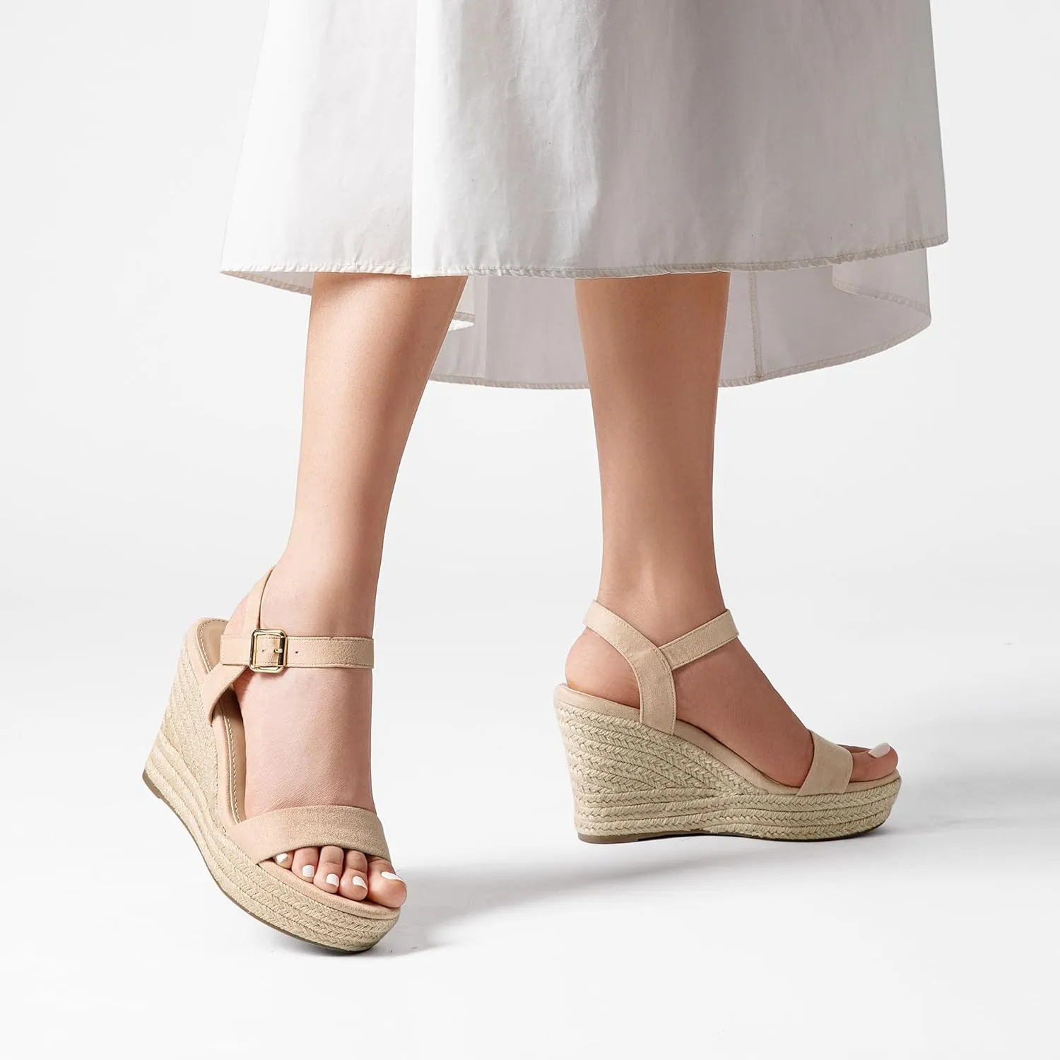 DREAM PAIRS Women's Platform Wedges Sandals, Comfortable Open Toe Espadrilles Sandals Dressy Buckle Ankle Strap Summer Shoes