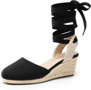 DREAM PAIRS Women's Wedge Sandals Platform Close Toe Espadrilles Strappy Lace Up Sandals Cute Fashion Comfortable Dressy Beach Vocation Summer Shoes