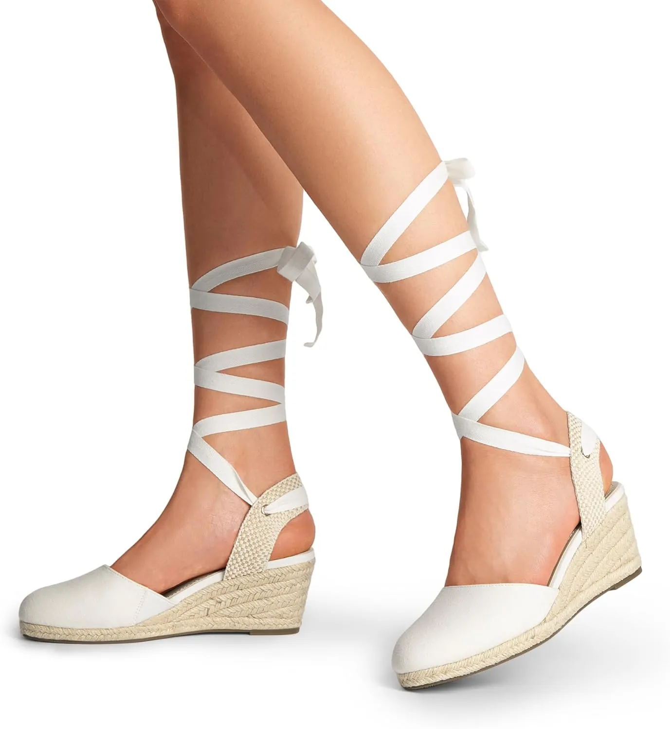 DREAM PAIRS Women's Wedge Sandals Platform Close Toe Espadrilles Strappy Lace Up Sandals Cute Fashion Comfortable Dressy Beach Vocation Summer Shoes