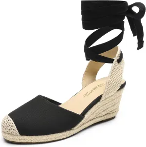 DREAM PAIRS Women's Wedge Sandals Platform Close Toe Espadrilles Strappy Lace Up Sandals Cute Fashion Comfortable Dressy Beach Vocation Summer Shoes