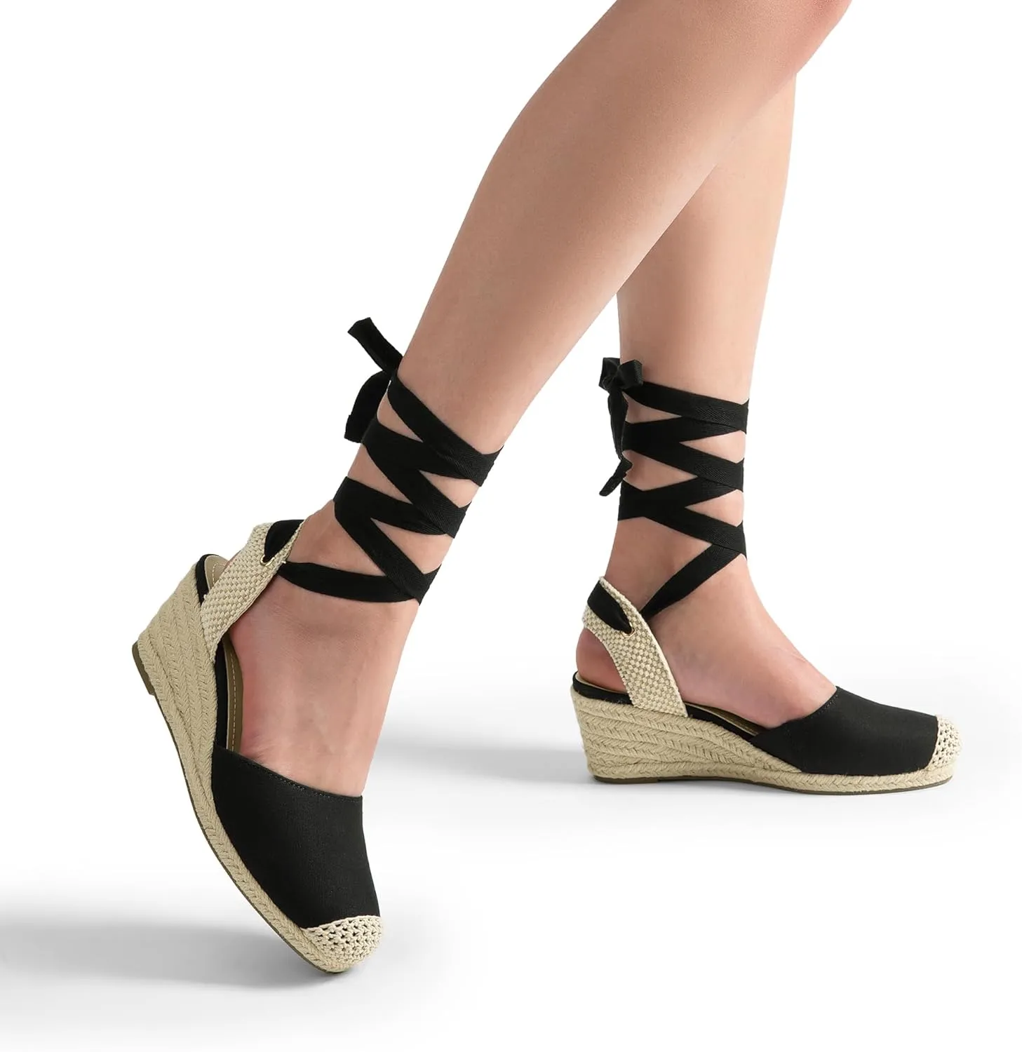 DREAM PAIRS Women's Wedge Sandals Platform Close Toe Espadrilles Strappy Lace Up Sandals Cute Fashion Comfortable Dressy Beach Vocation Summer Shoes