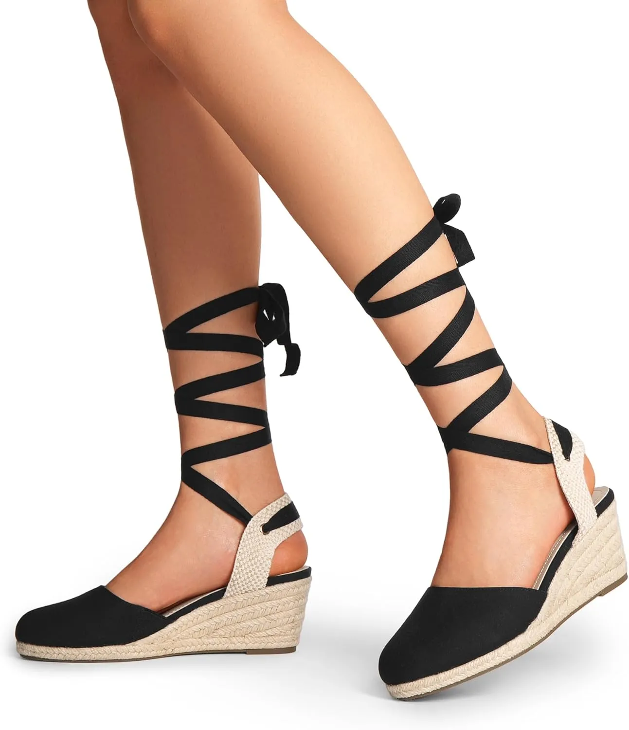 DREAM PAIRS Women's Wedge Sandals Platform Close Toe Espadrilles Strappy Lace Up Sandals Cute Fashion Comfortable Dressy Beach Vocation Summer Shoes