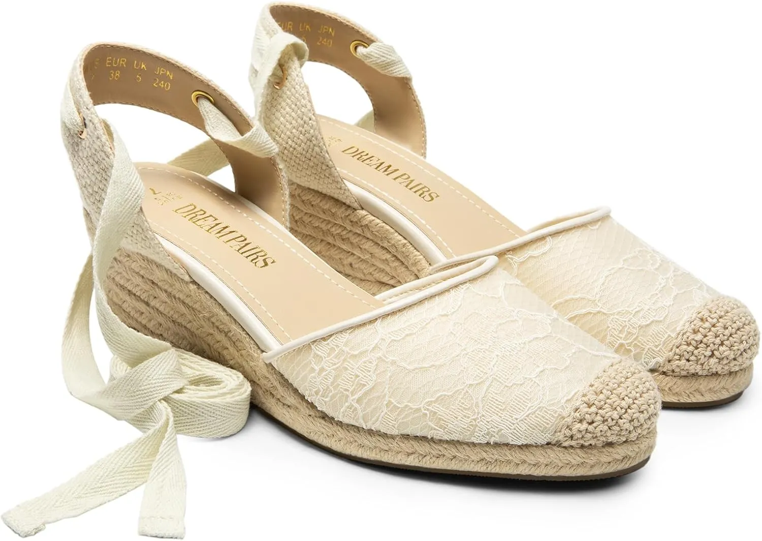 DREAM PAIRS Women's Wedge Sandals Platform Close Toe Espadrilles Strappy Lace Up Sandals Cute Fashion Comfortable Dressy Beach Vocation Summer Shoes