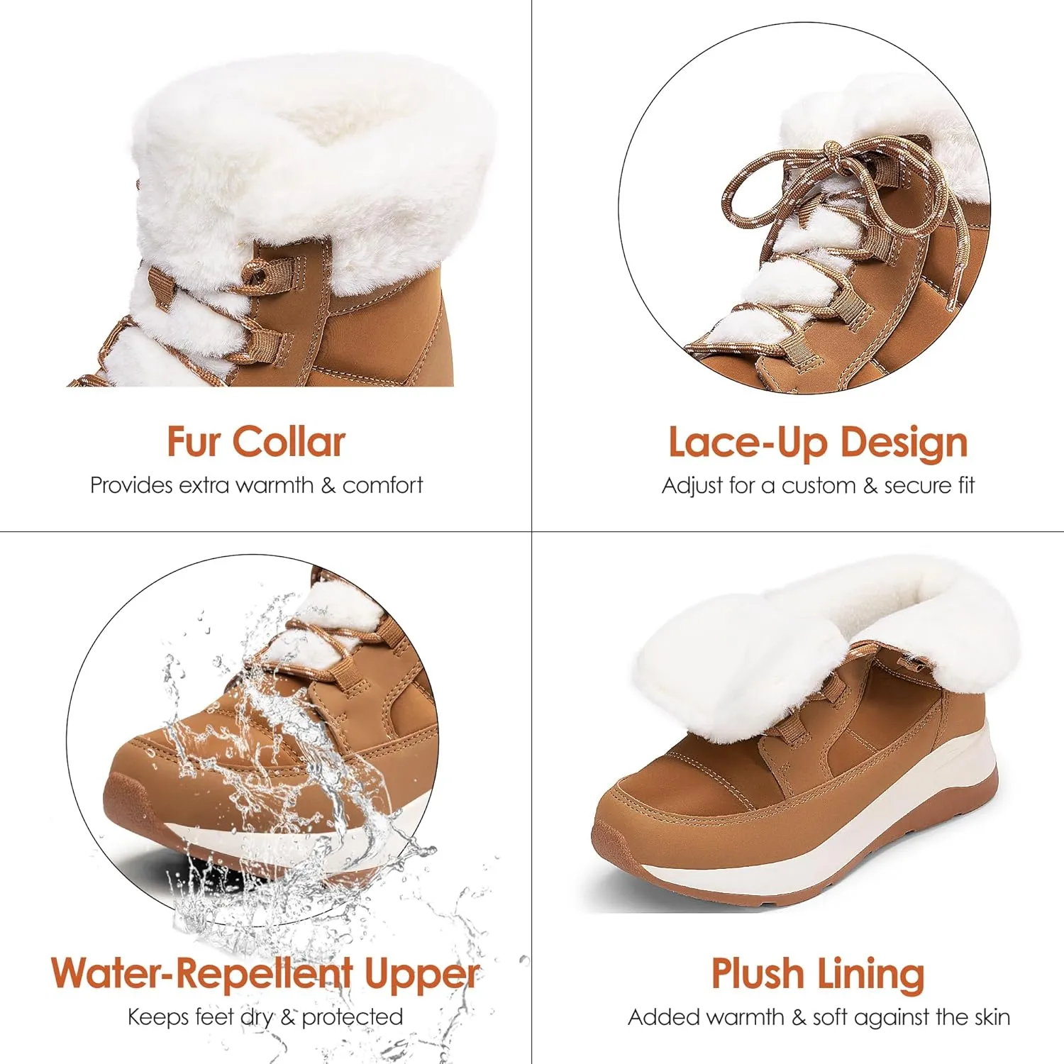 DREAM PAIRS Women's Winter Snow Boots, Faux Fur Waterproof Ankle Booties, Zaylee Ladies Comfortable Short Boots Outdoor