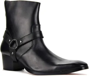 Dress Boot for Men Heels Casual Chelsea Combat Ankle Chukka Boots Zipper Black JY002