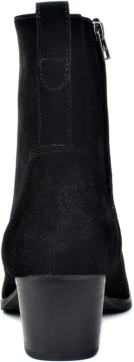 Dress Boot for Men Heels Casual Chelsea Combat Ankle Chukka Boots Zipper Black JY002