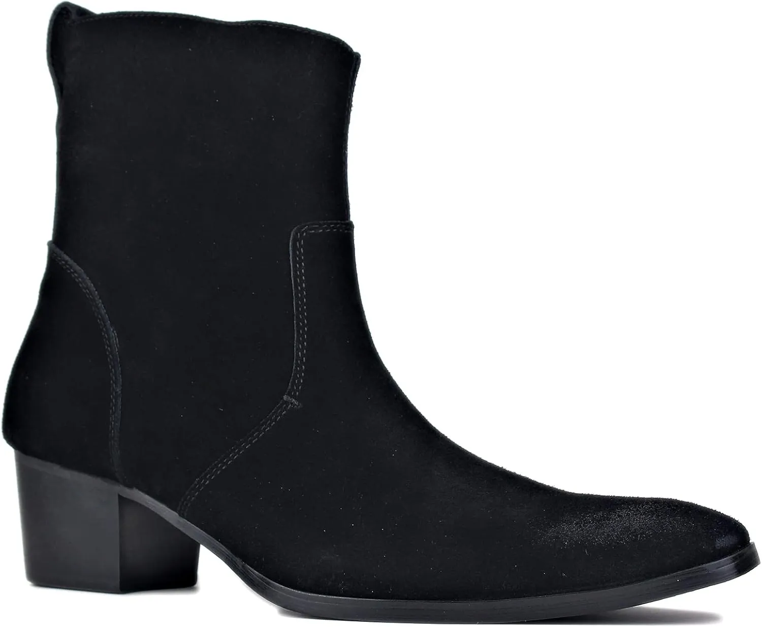 Dress Boot for Men Heels Casual Chelsea Combat Ankle Chukka Boots Zipper Black JY002