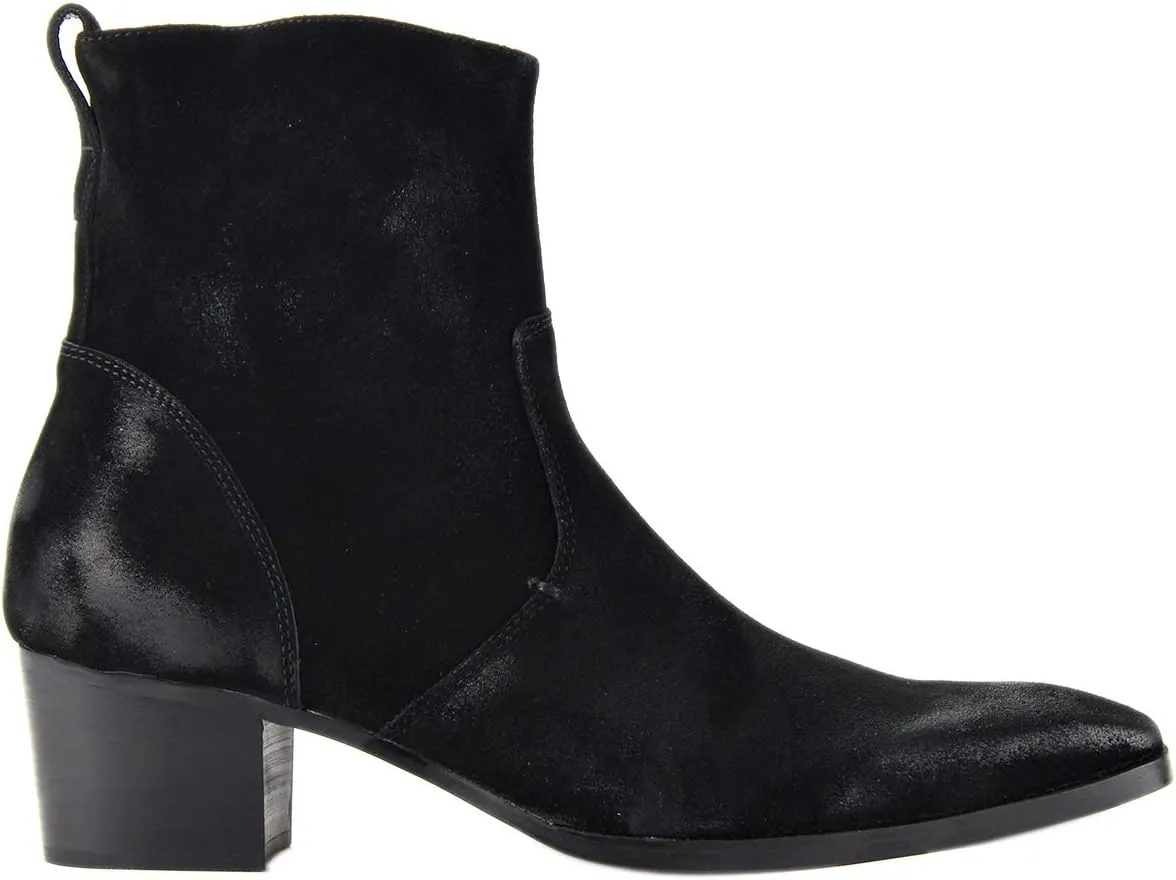 Dress Boot for Men Heels Casual Chelsea Combat Ankle Chukka Boots Zipper Black JY002