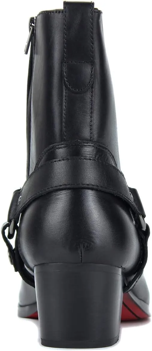 Dress Boot for Men Heels Casual Chelsea Combat Ankle Chukka Boots Zipper Black JY002