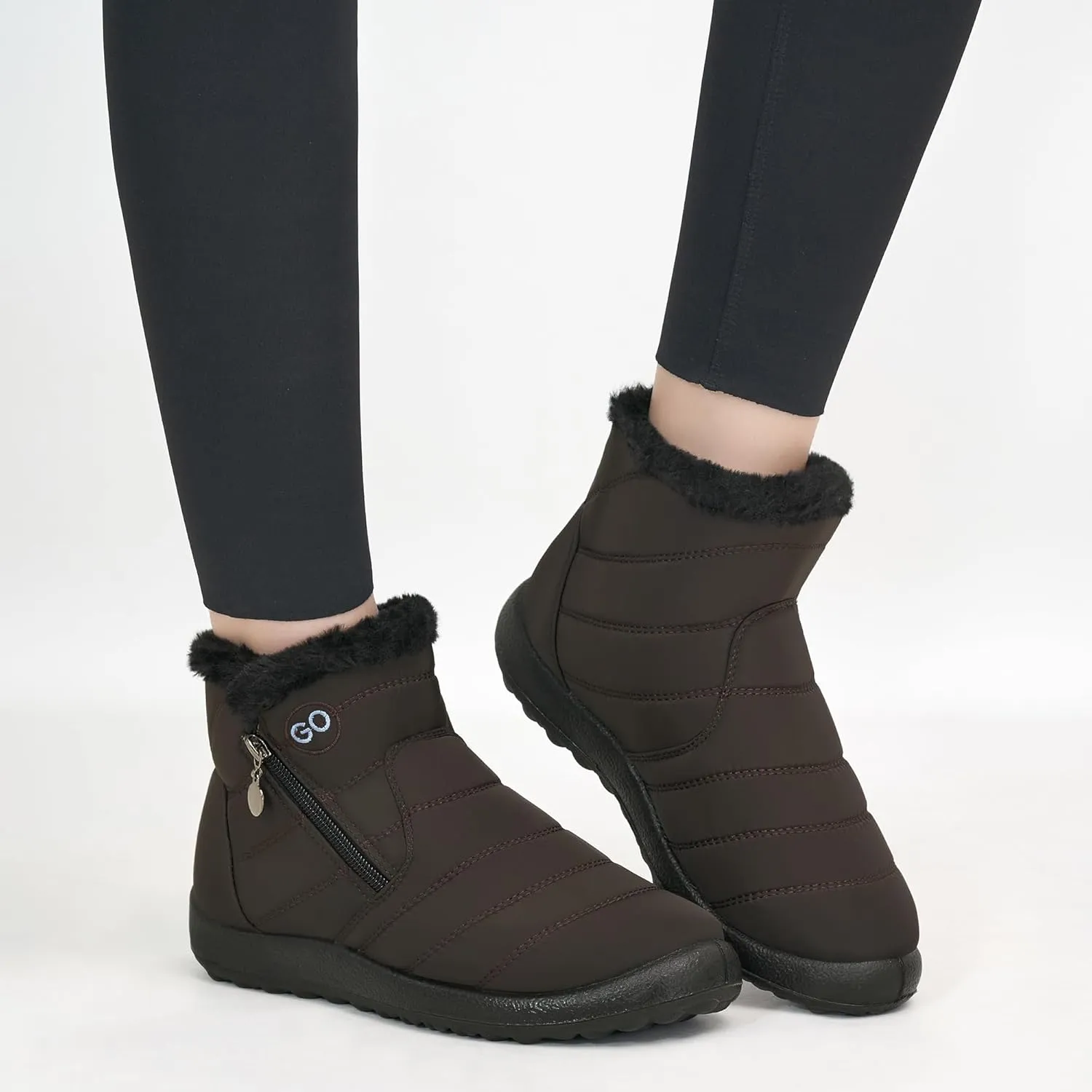 DUOYANGJIASHA Snow Boots for Women Winter Warm Ankle Booties Waterproof Comfortable Slip On Outdoor Fur Lined Lining Zipper Womens Snow Boots