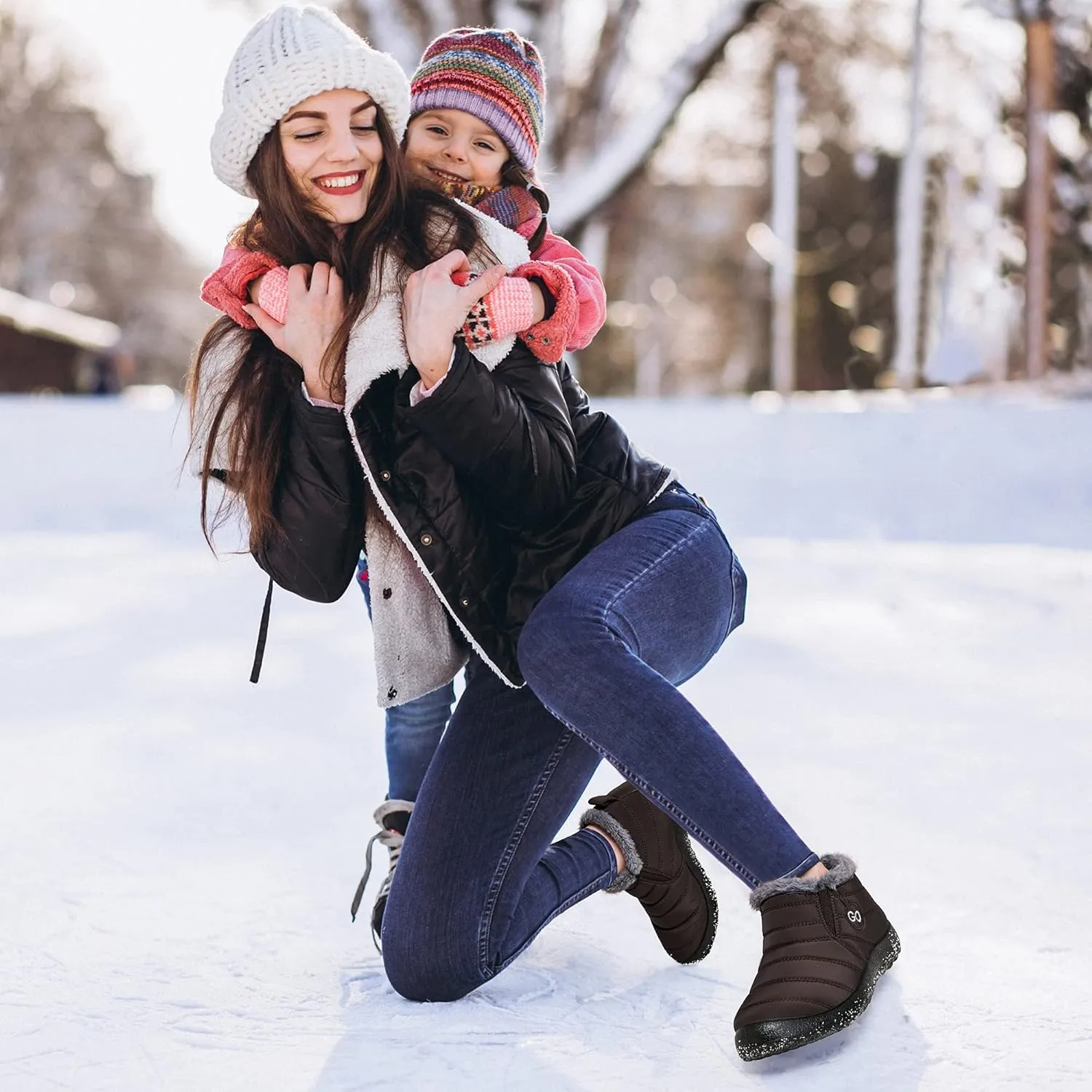 DUOYANGJIASHA Womens Snow Boots Winter Shoes Warm Fur Lined Ankle Booties Waterproof Comfortable Boots for Women