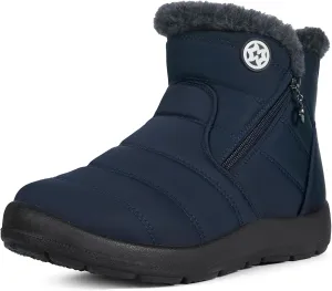 Eagsouni Snow Boots Womens Winter Ankle Boots Ladies Warm Fur Lined Booties Thickening Shoes Zip Flat Sneakers Outdoor Booties