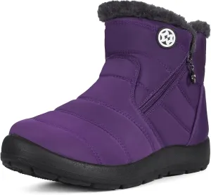 Eagsouni Snow Boots Womens Winter Ankle Boots Ladies Warm Fur Lined Booties Thickening Shoes Zip Flat Sneakers Outdoor Booties