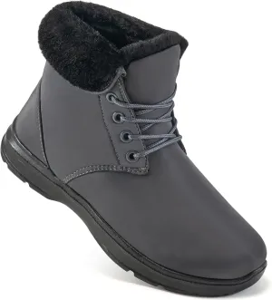 Ecetana Winter Boots for Women Snow Warm Fur Lined Waterproof Ankle Booties Lace Up Non Slip Flat Comfortable Womens Shoes