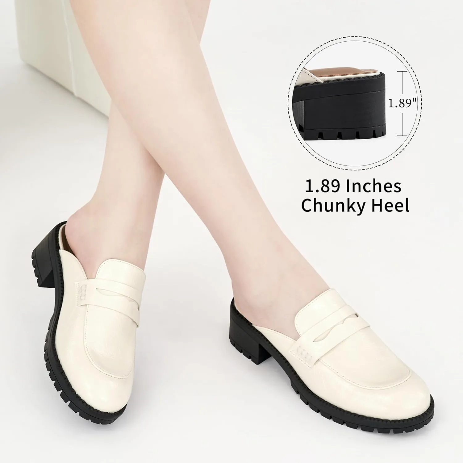 Ecetana Women Mules Comfortable Clogs Platform Chunky Slip on Backless Loafers Casual Walking Business Slide Shoes