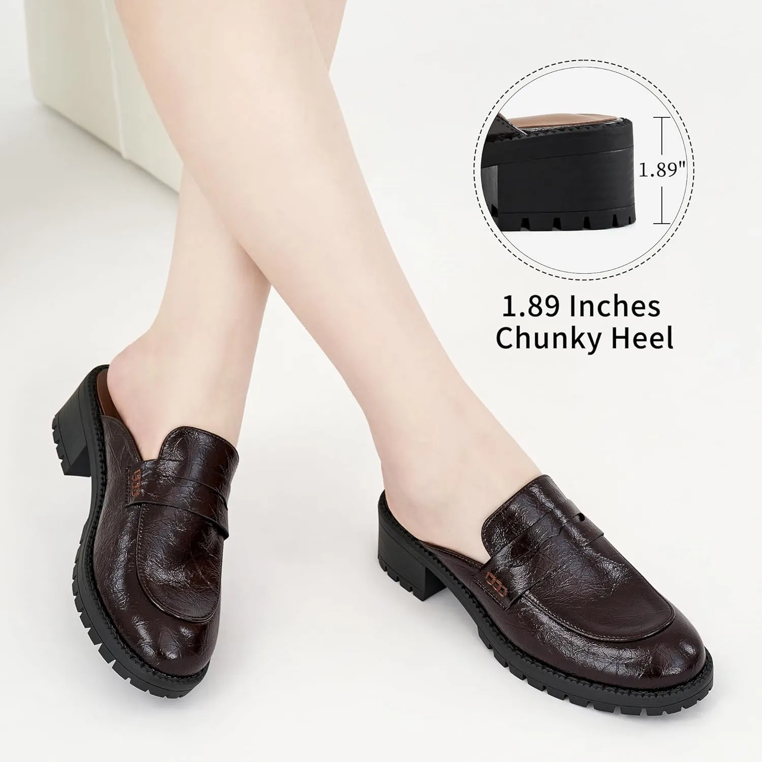 Ecetana Women Mules Comfortable Clogs Platform Chunky Slip on Backless Loafers Casual Walking Business Slide Shoes