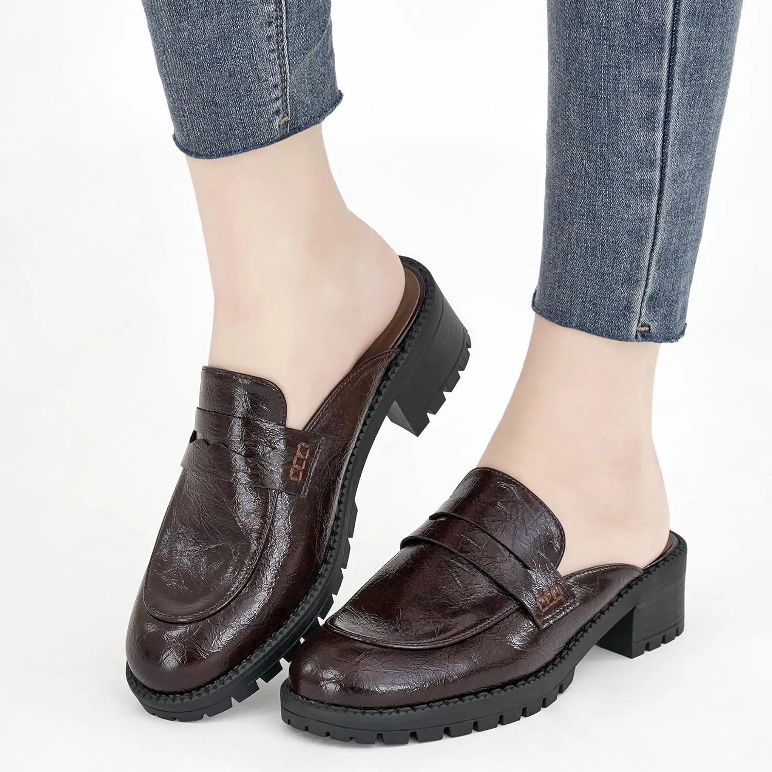 Ecetana Women Mules Comfortable Clogs Platform Chunky Slip on Backless Loafers Casual Walking Business Slide Shoes