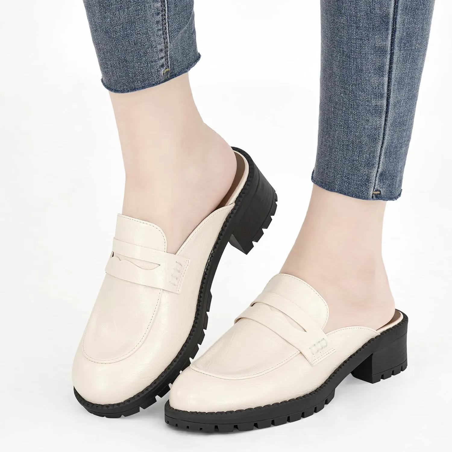 Ecetana Women Mules Comfortable Clogs Platform Chunky Slip on Backless Loafers Casual Walking Business Slide Shoes