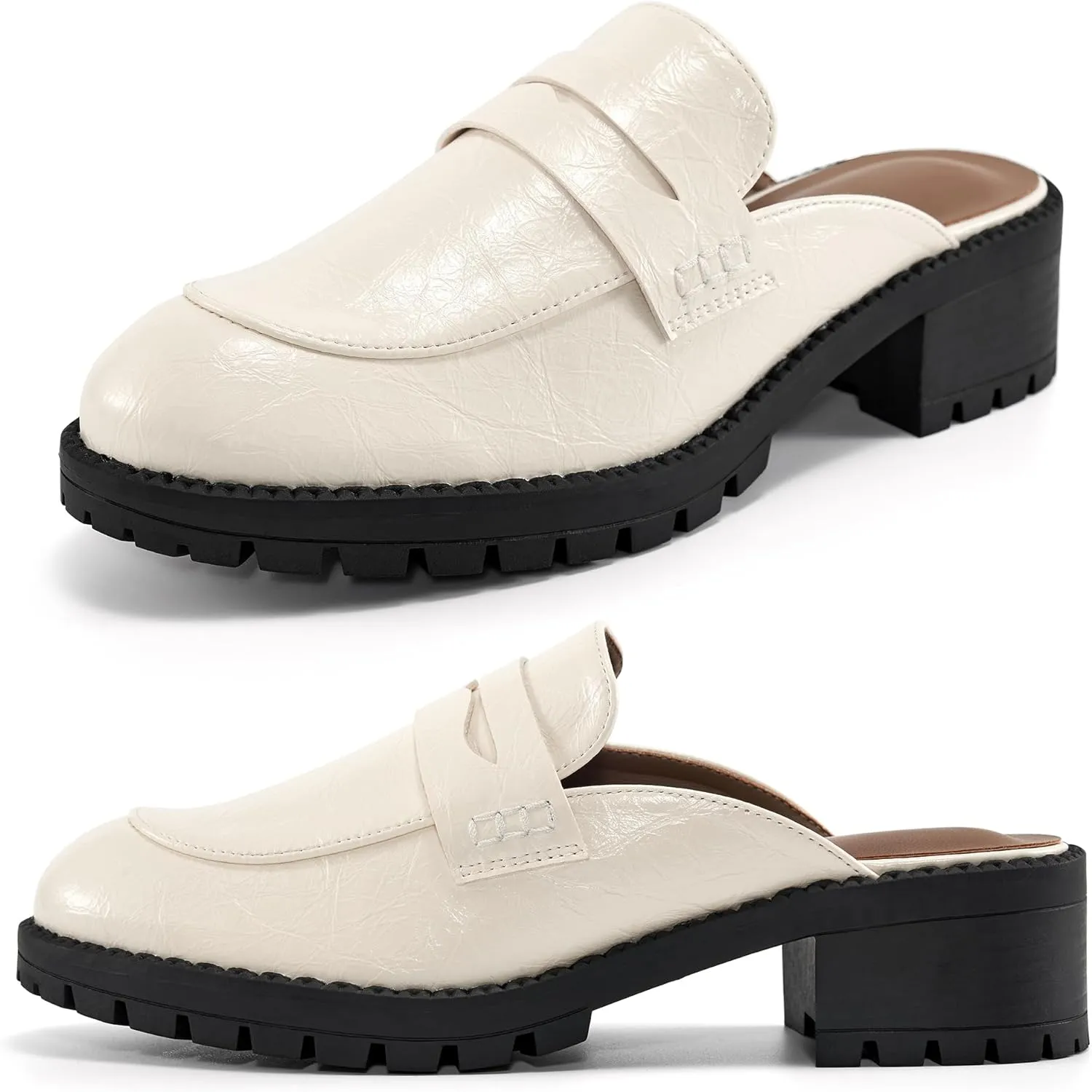 Ecetana Women Mules Comfortable Clogs Platform Chunky Slip on Backless Loafers Casual Walking Business Slide Shoes